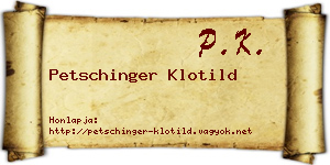 Petschinger Klotild névjegykártya